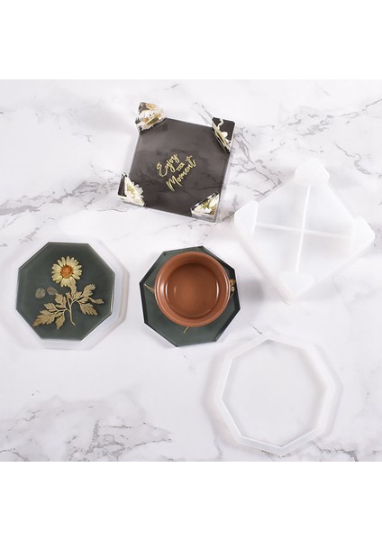 15 Adet Coaster Reçine Kalıpları Silikon, Yuvarlak Kare Sekizgen Şekilli Tutucu Kalıpları ile Coaster Kalıpları, Coaster Silikon Kalıpları (Yurt Dışından) modelleri