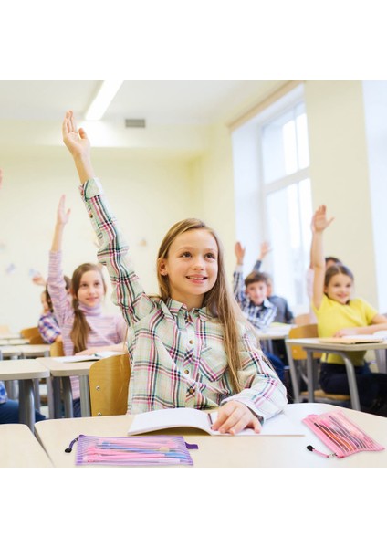 50 Paket Okul Malzemeleri Fermuar Örgü Kese Kalem Kalem Kutusu Kalem Saklama Torbaları Toplu Kalem Çantası Çok Amaçlı Seyahat Çantaları (Yurt Dışından) modelleri