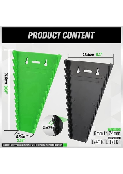 2 Paket Manyetik Anahtar Organizatör Anahtar Rafı Alet Tepsileri, Anahtar Tutucu Anahtar Sae'ye (1/4IN-1/16IN) ve Metrik (6-24MM) Uyar (Yurt Dışından) modelleri