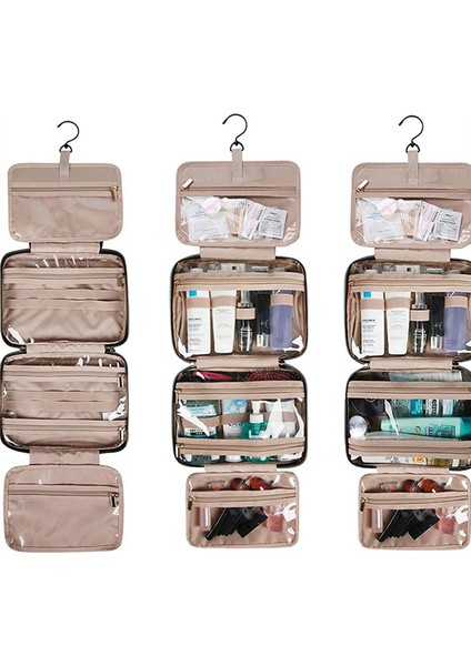 Yüksek Kapasiteli Makyaj Çantası Asılı Su Geçirmez Tuvalet Saklama Torbaları Katlanabilir Bayanlar Seyahat Kozmetik Çantası Mavi (Yurt Dışından) fırsatları