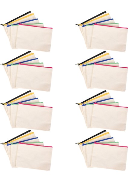 40 Adet Kanvas Kozmetik Çantası Kanvas Fermuarlı Çanta Kalem Kutusu Dıy Seyahat El Yapımı Çanta Dıy Zanaat Okul Renkli Fermuarlı (Yurt Dışından)