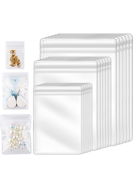 150 Adet 3 Boyutları Temizle Küpe Çanta, Su Geçirmez Çanta Takı Yüzükler Kolye Bilezik Için Kalınlaşmış Yeniden Kullanılabilir Depolama Kese (Yurt Dışından)