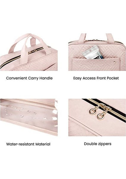 Yüksek Kapasiteli Makyaj Çantası Asılı Su Geçirmez Tuvalet Saklama Torbaları Katlanabilir Bayanlar Seyahat Kozmetik Çantası Mavi-Yeşil (Yurt Dışından) modelleri