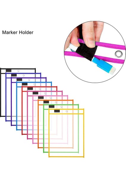 Kuru Silme Cepli Kolluklar, (10 Paket) A4 Kağıt Iş Bileti Tutucuları, Sınıf Çalışma Sayfaları Için Yeniden Kullanılabilir Kuru Silme Sayfaları (Yurt Dışından) modelleri
