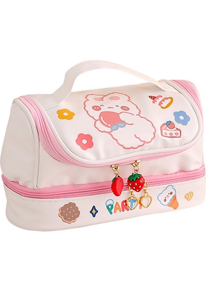 Kawaii Kalem Çantası Kalem Kutuları 2 Katmanlı Yüksek Kapasiteli Kalemler Kılıfı Okul Kırtasiye Kız Hediye Kalem Kılıfı Beyaz + Pembe (Yurt Dışından) fırsatları