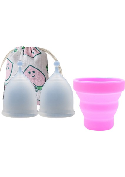 4 Adet/takım Regl Kupası Kadınsı Tıbbi Silikon Kap Yeniden Kullanılabilir Bayan Kupası L Şeffaf (Yurt Dışından)