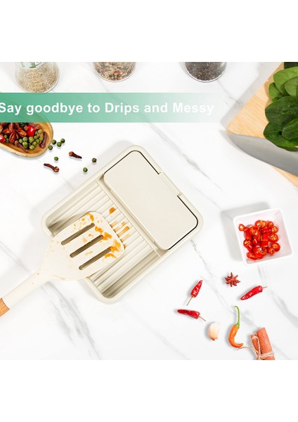 Tencere Kapak Tutuculu Kaşık Desteği, Mutfak Tezgahı Için Kaşık Tutucu, Yemek Yaparken Veya Yemek Yerken Temiz ve Damlamasız (Yurt Dışından) fırsatları