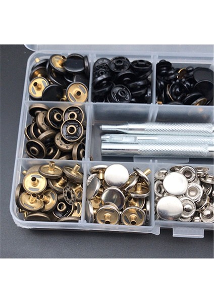 120 Takım Çıtçıt Alet Takımı, Metal Çıtçıt Düğme Leathercraft Perçinler Çıtçıtlar, 12.5mm Deri Çıtçıt Alet Takımı Çift Kapaklı Pirinç Perçinler (Yurt Dışından) modelleri