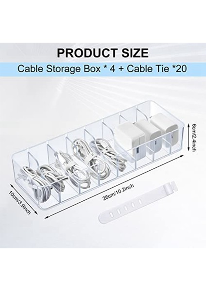 4 Adet Şeffaf Şarj Kablosu Düzenleyici Kutusu, Kablo Saklama Düzenleyici Kutusu, 40 Tel Bağlı Elektronik Kutusu (Yurt Dışından) fiyatları
