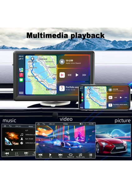 Taşınabilir Kablosuz Carplay Ekran Dash Montajı, 7 Inç Dokunmatik Ekran Araba Stereo Bluetooth, Fm Araba Radyo, Arka Kamera, USB (Yurt Dışından) modelleri