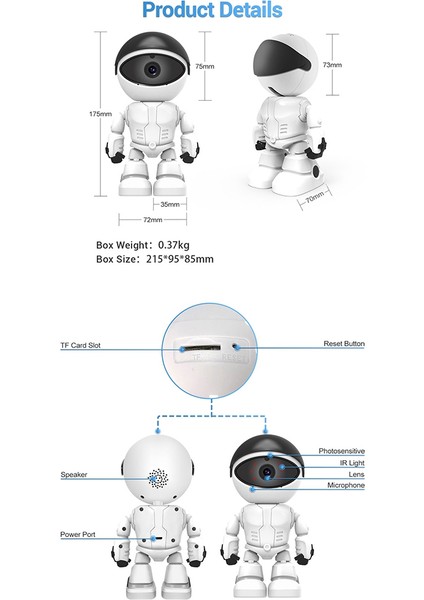 3mp Robot Ptz Wifi Ip Kamera Wifi Akıllı Ev Aı Insan Algılama Kablosuz Abd Plug ile Kapalı Video Gözetim Kameraları (Yurt Dışından)