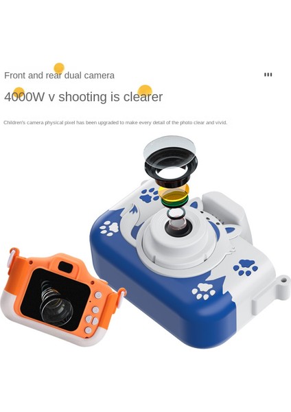 Çocuklar Için 32GB Sd Kartlı Hd Kamera Dijital Kamera Video Kamera Mavi (Yurt Dışından)