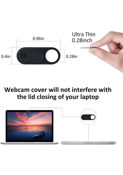 , Dizüstü Bilgisayar, Pc, , Bilgisayar, , Pro- Siyah Için 12'li Paket Ultra Ince Tasarımlı Web Kamerası Kılıfı Slaytı (Yurt Dışından)