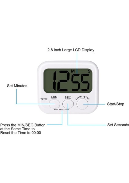 10X Dijital Mutfak Zamanlayıcısı, Ekran Yazı Tipi Gösterimi, Manyetik Arka Pişirme Zamanlayıcısı, Yüksek Alarm (Yurt Dışından) fiyatları
