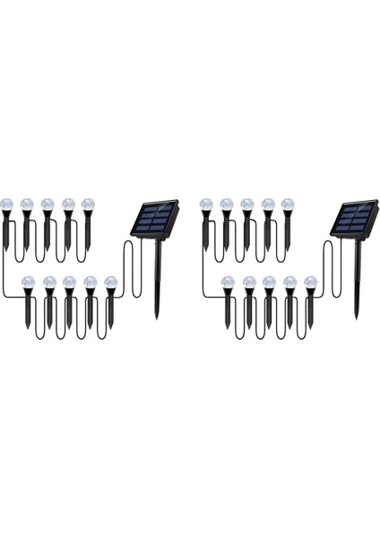 2x 10 In 1 Güneş Spot Işık Dış Mekan LED Bahçe Çim Peyzaj Yolu Duvar Lambası (Yurt Dışından)