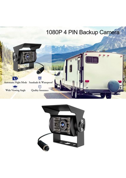1080P Hd Yedekleme Kamera, Monitör Kamyon Römork Pikap Için IP69 Su Geçirmez Geniş Görüş Açısı Ters Arka Görüş Kamerası (Yurt Dışından)
