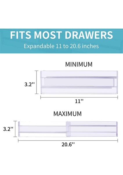 Çekmece Bölücüler 16 Paket, Ayarlanabilir 3,2 Inç Yüksek 11-20,6 Inçten Genişletilebilir Mutfak Çekmecesi Düzenleyici, Şeffaf Plastik (Yurt Dışından) fiyatları