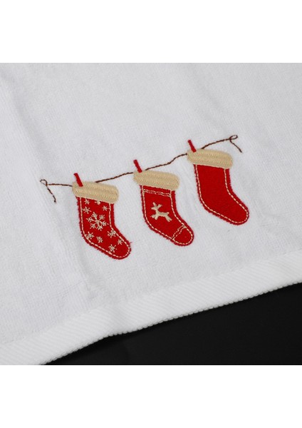 2x Noel Serisi Pamuk Havlu Noel Çanları Noel Ağacı Çorap Havlu Dekorasyon Hediyeler Işlemeli Havlular (Yurt Dışından)