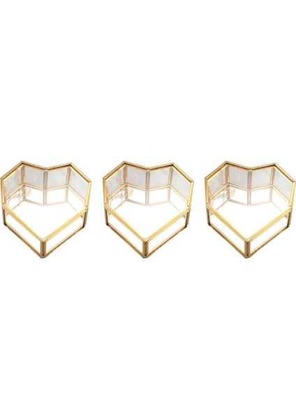 3x Flip Aşk Kalp Şekilli Geometrik Cam Mücevher Kutusu Cam Yüzük Kutusu Nefis Benzersiz Düğün Takı Kutusu Yüzük (Yurt Dışından)
