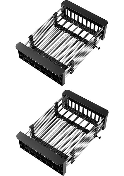 4x Ayarlanabilir Paslanmaz Çelik Lavabo Bulaşıklık Bulaşık Tutucu Mutfak Lavabo Depolama Rafı Bulaşık Drenaj Rafı-A 26 x 21,5 x 8 cm (Yurt Dışından)