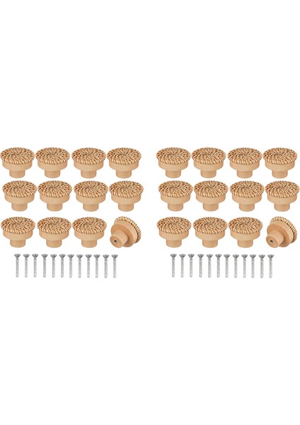 Boho Rattan Dresser Kolları Yuvarlak Ahşap Çekmece Kolları El Yapımı Hasır Dokuma ve Boho Mobilya Kolları Için Vidalar 24 Adet (Yurt Dışından)