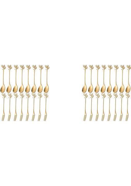 40PCS Tatlı Kaşığı ve Çatal Seti Kek Çatalı Kahve Kaşığı Meyve Çatalı Paslanmaz Çelik - Altın (Yurt Dışından) fiyatları