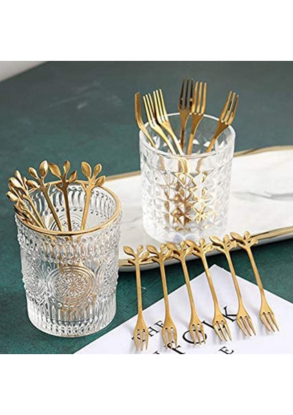 40PCS Tatlı Kaşığı ve Çatal Seti Kek Çatalı Kahve Kaşığı Meyve Çatalı Paslanmaz Çelik - Altın (Yurt Dışından) modelleri