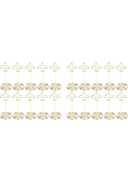 20 Adet Memo Klip Tutucu, Masa Numarası Kartvizit Tutucu Masaüstü Metal Kartvizit Fotoğraf Altın Düzlem Çerçeve Tabanı ile (Yurt Dışından)