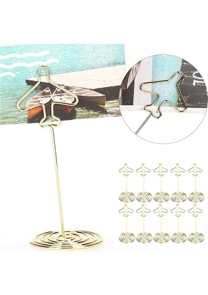 20 Adet Memo Klip Tutucu, Masa Numarası Kartvizit Tutucu Masaüstü Metal Kartvizit Fotoğraf Altın Düzlem Çerçeve Tabanı ile (Yurt Dışından) fırsatları