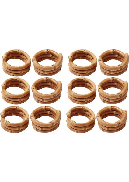 El Yapımı Bambu Peçete Halkası, Doğal Rustik Peçetelikler Peçete Toka Tutucu 12'li Set (Yurt Dışından)