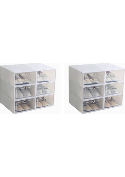 12 Parça Şeker Renkli Ayakkabı Kutusu, Şeffaf Plastik Ayakkabı Saklama Kutusu, Ayakkabı Dolabı Saklama Çekmecesi Beyaz (Yurt Dışından)