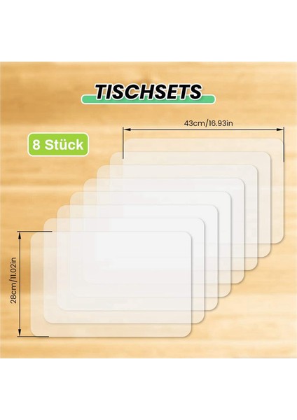 16 Şeffaf Yer Minderi Seti Yıkanabilir Beyaz Yemek Masası Yer Mat Plastik Kirlenme Önleyici Isıya Dayanıklı (Yurt Dışından) fiyatları