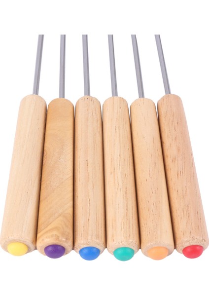 108X Paslanmaz Çelik Renk Kodlama Çikolata Çeşmesi Peynir Fondü Çatalları Meşe Ahşap Saplı Isıya Dayanıklı, 9.5 Inç (Yurt Dışından) fiyatları