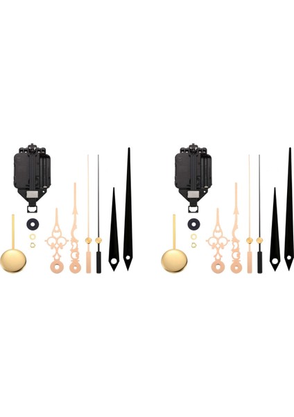 2x Dıy Kuvars Sarkaçlı Saat Hareketi Mekanizması Saat Kiti 4 Çift Farklı Eller Duvar Saati Onarım Parçaları (Yurt Dışından)