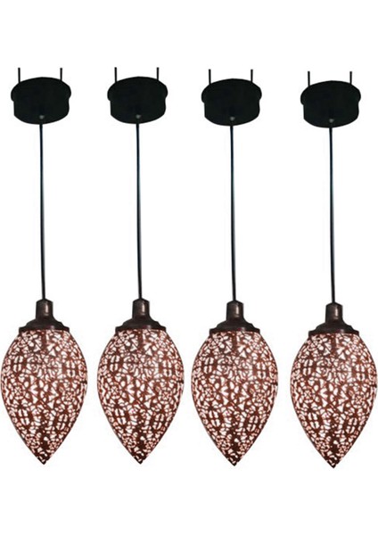 4x Güneş Enerjili LED Fas Asılı Fener Retro Fas Desen Projeksiyon Lambası Açık Bahçe Peri Işık Kiti (Yurt Dışından)