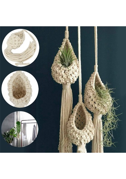 3x Boho Makrome Hava Tesisi Askı Tillandsia Asılı Sepet Halat Tutucu Çiçek Ev Dekor (13 Cm) (Yurt Dışından) fırsatları
