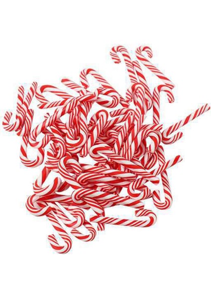 400 Adet Kırmızı ve Beyaz El Yapımı Noel Şeker Kamışı Minyatür Gıda Ev Dekor Kil Şeker Kamışı Yaklaşık 3.2x1 cm (Yurt Dışından)