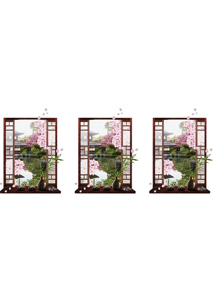 3x 3D Pencere Sakura Şeftali Çiçeği Çiçek Sanat Duvar Sticker Çıkarılabilir Çıkartması Duvar (Yurt Dışından) fırsatları