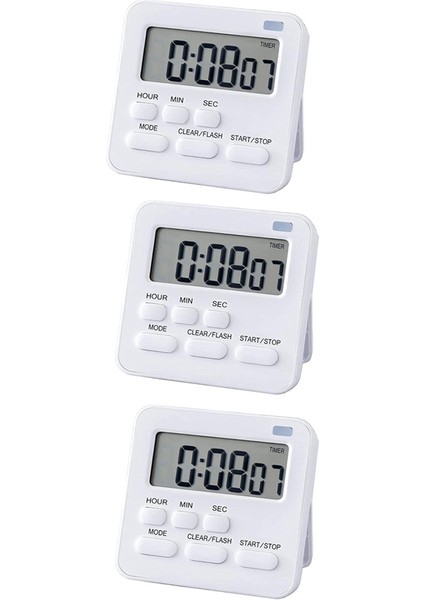 3x Mutfak Zamanlayıcısı, Saatli Yumurta Zamanlayıcısı, Yemek Pişirme, Pişirme, Spor, Öğrenme Için LCD Yüksek Alarmlı Dijital Zamanlayıcı Kronometre (Yurt Dışından)