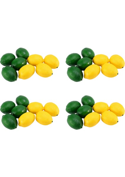 32 Paket Yapay Limon Meyve Vazo Dolgu Ev Mutfak Parti Dekorasyonu Için, Sarı ve Yeşil (Yurt Dışından)