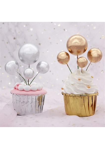120 Adet Kek Toppers Mini Altın Top Cupcake Toppers Kek Süslemeleri Doğum Günü Düğün Parti Için Kek Dekorasyon Malzemeleri (Yurt Dışından)