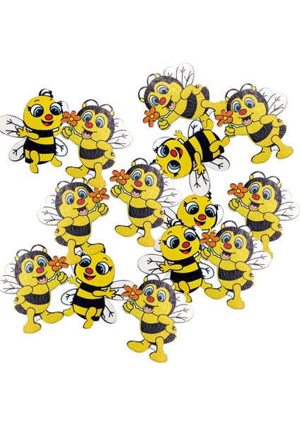 Yeni 40 Parça Ahşap Şekiller Arı Bezemeler Scrapbooking El Sanatları Dekoratif Düğmeler Flatback Kart Yapımı Dekorasyon (Yurt Dışından)
