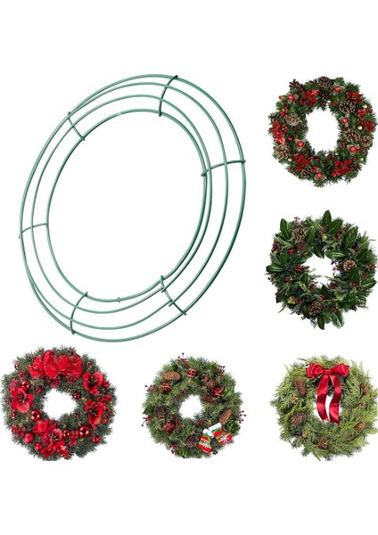 14 Inç Tel Çelenk Çerçeve Metal Yuvarlak Çelenk Formu Yapımı Yüzükler Yeşil Noel Partisi Ev Dekorasyon Için Dıy 4'lü Paket (Yurt Dışından)