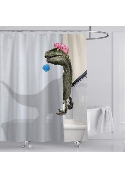 2x Komik Dinozor Duş Perdesi Banyo Perdesi Kanca ile Karikatür Banyo Dinozor Kumaş Duş Perdesi Çocuklar Için (Yurt Dışından) fiyatları