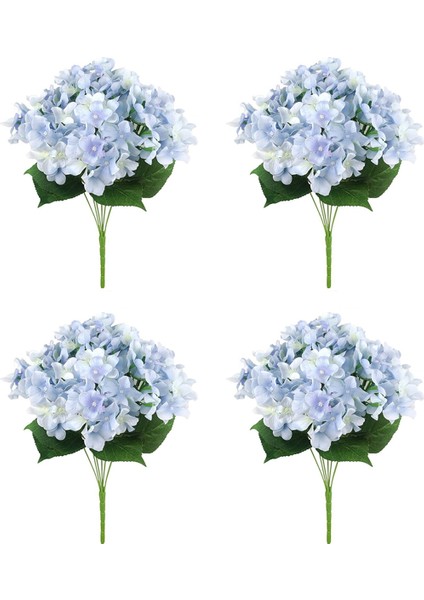 Düğün, Oda, Ev, Otel, Parti Dekorasyonu Için 4x Ipek 7 Büyük Baş Ortanca Buket Mavi (Yurt Dışından)