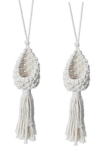 2x Boho Makrome Hava Tesisi Askı Tillandsia Asılı Sepet Halat Tutucu Çiçek Ev Dekor (13 Cm) (Yurt Dışından) modelleri