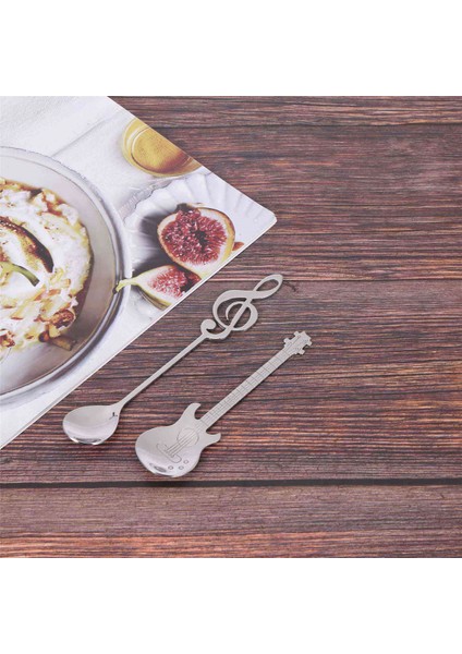 Kahve Kaşığı, 30 Paket Sevimli Çay Kaşığı Paslanmaz Çelik Personel Nota Şeklinde (15 Nota +15 Gitar) (Yurt Dışından)