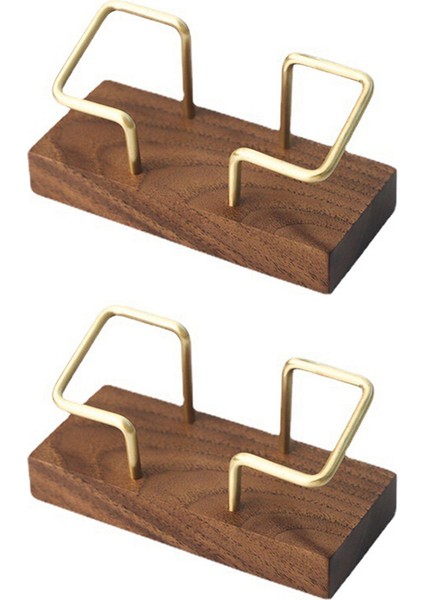 2x Ceviz Pirinç Kartvizitlik Ahşap Kartvizitlik Metal Kartvizit Rafı Masif Ahşap Kart Not Kutusu (Yurt Dışından)