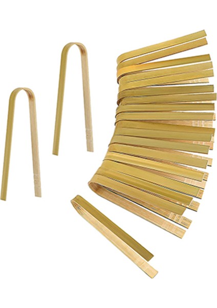 100 Adet Maşa Tek Kullanımlık Pişirme Gereçleri Mini Bambu Maşa Pişirme Için Doğal Tost Maşası (Yurt Dışından)