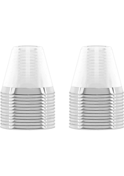 2x Plastik Bardak 9 Oz Sert Tek Kullanımlık Bardak Plastik Şarap Bardağı Parti Düğün Şarap Bardağı Şeffaf Plastik Bardak-Gümüş Jant (Yurt Dışından)